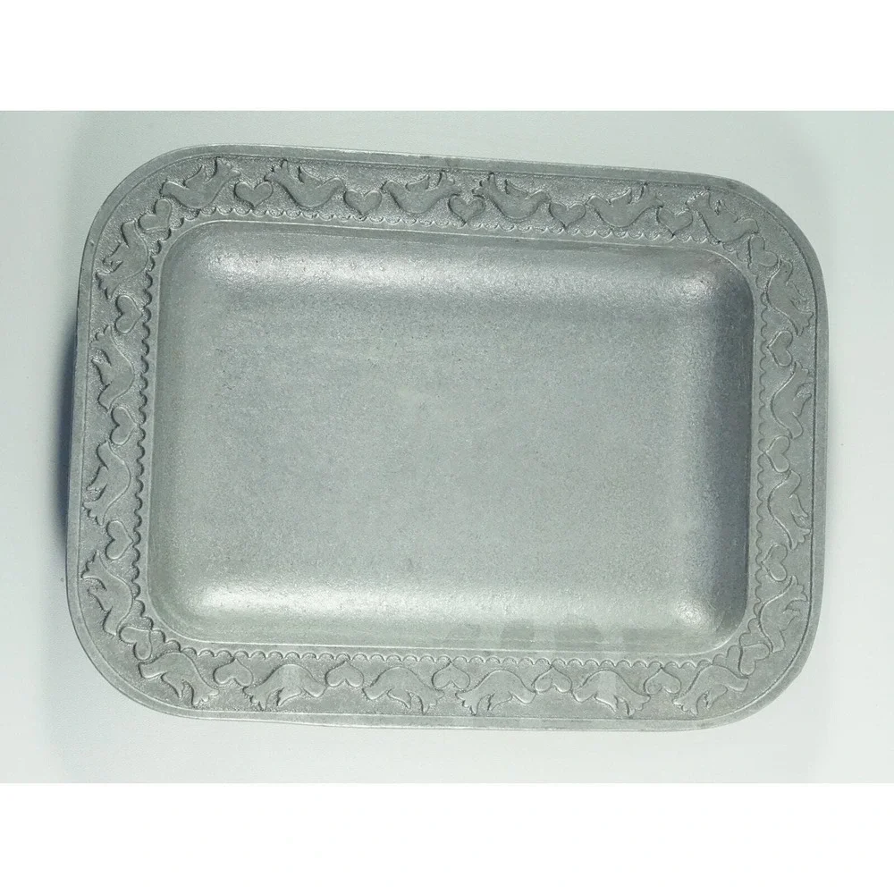 RWP Armetale Wilton Pewter Serving Trays Plates Embossed Birds & Hearts Lot of 3